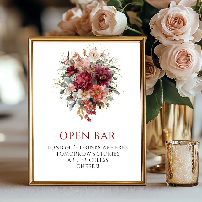 Refined Burgundy Eucalyptus Fall Open Bar Sign (Refined Burgundy Eucalyptus Fall Open Bar Sign

)