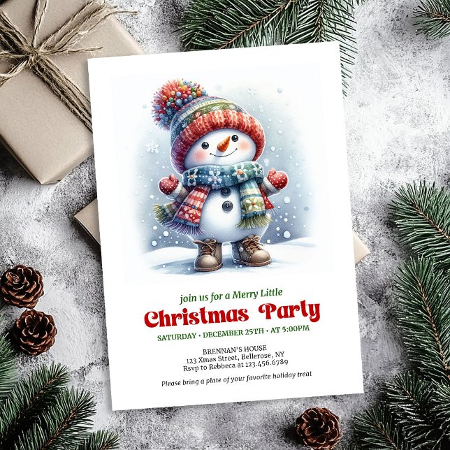 Refined Christmas cute snowman invite kids holiday (Refined Christmas snowman invite kids holiday editable

)
