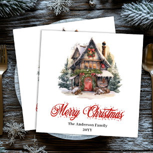 Refined Christmas scene napkins with vintage charm