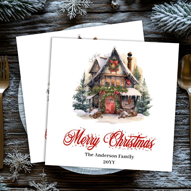 Refined Christmas scene napkins with vintage charm (Refined Christmas scene napkins with vintage charm)