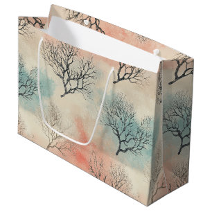 Refined Coastal Watercolor with Coral & Seashells Large Gift Bag