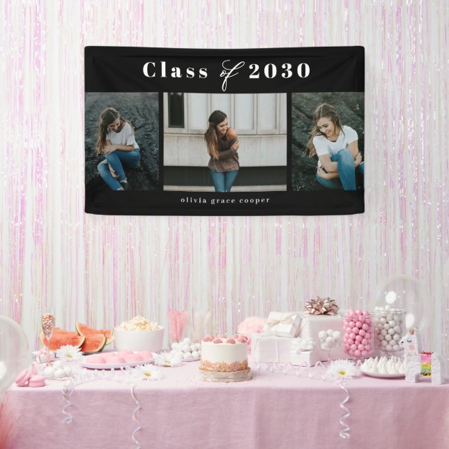 Refined Collage EDITABLE COLOR Graduation Banner (Party)