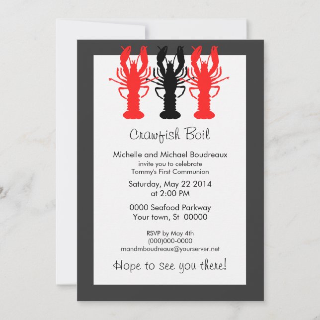 Refined Crawish / Lobster boil invitations (Front)