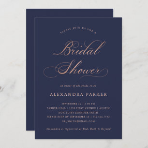 Refined Faux Rose Gold Calligraphy Bridal Shower Invitation