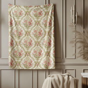 Refined Floral Damask Blanket Chic Elegant Space 
