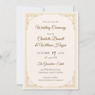 Refined Gold Frame Classic Wedding Invitation