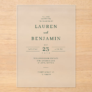 Refined Green Calligraphy Acrylic Invitations