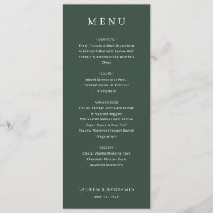 Refined Green Calligraphy Menu