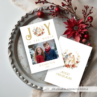 Refined Holy Nativity Joy To The World Quote Holiday Card