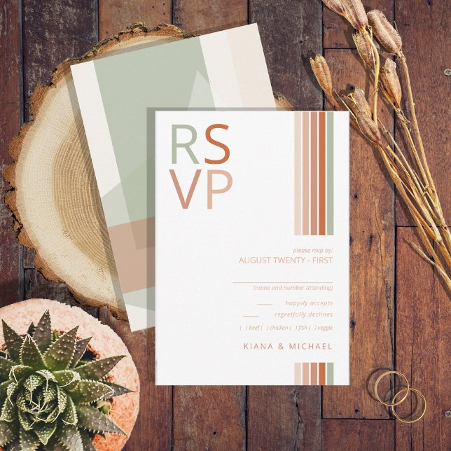 Refined Lines Geometric Wedding Terra Cotta ID983 RSVP Card (Creator Uploaded)