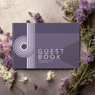 Refined Lines Geometric Wedding Violet ID983 Guest Book