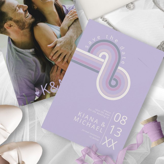 Refined Lines Geometric Wedding Violet ID983 Save The Date (Creator Uploaded)