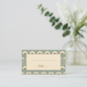 Refined Mint Floral Pattern Place Card