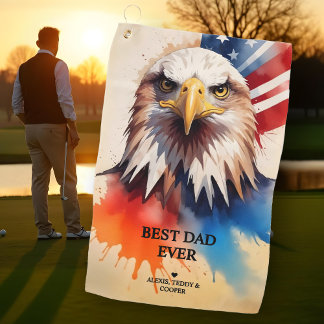 Refined Modern & Elegant Patriotic Eagle Golf Towel