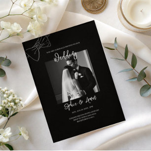 Refined Monochrome black white Wedding Invitation