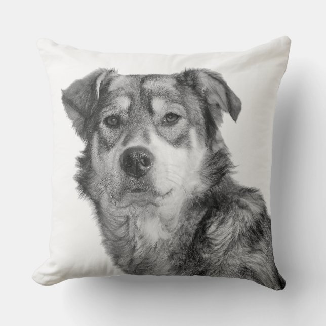 Refined Monochrome Large Mixed Breed Canine Cushion (Front)