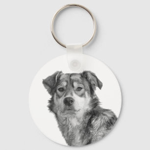 Refined Monochrome Large Mixed Breed Canine Key Ring