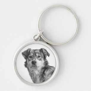 Refined Monochrome Large Mixed Breed Canine Key Ring