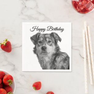 Refined Monochrome Large Mixed Breed Canine Napkin