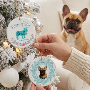 Refined Pastel Blue French Bulldog Personalised Ceramic Ornament