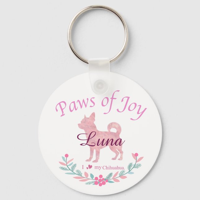 Refined Pastel Pink Chihuahua | Custom Christmas Key Ring (Front)