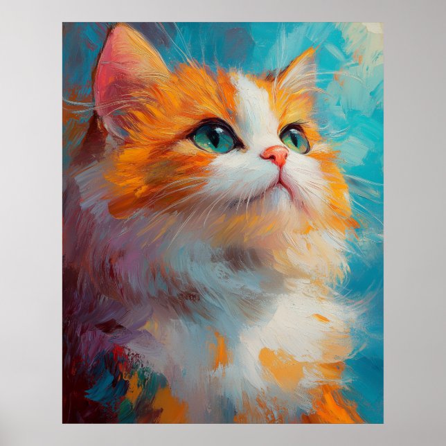 Refined Persian Kitten — Soft Pastel Illustration Poster (Front)