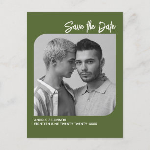 Refined Photo Save the Date Green Postcard