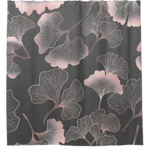 Refined Pink Ginkgo Leaves with Metallic Texture Shower Curtain