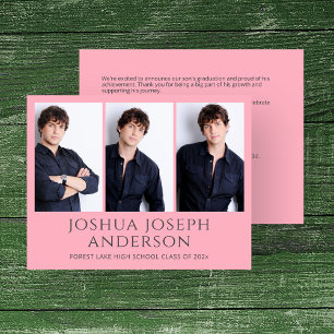 Refined Pink Graduation Photo Announcement