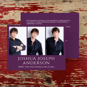 Refined Purple Graduation Photo  Announcement