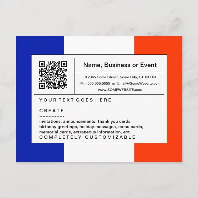 refined QR code : france Invitation Postcard (Front)