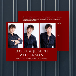 Refined Red Graduation Photo  Announcement