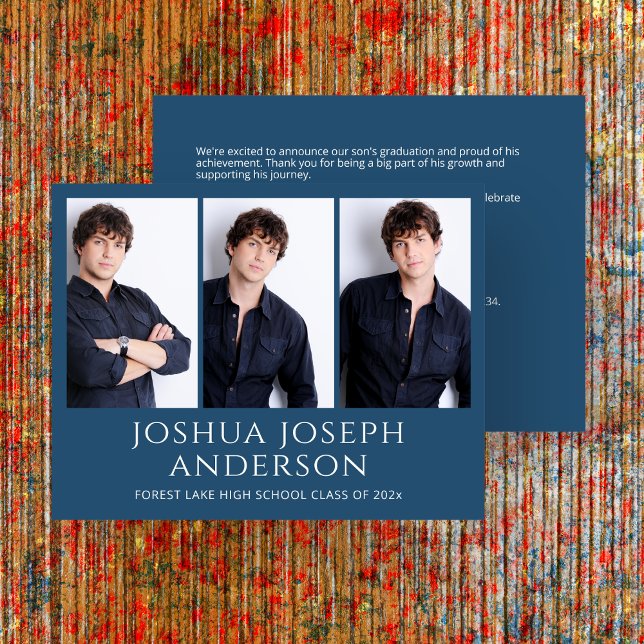 Refined Royal Blue Graduation Photo  Announcement (Creator Uploaded)