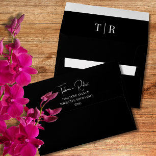 Refined Simplicity Black and White Wedding  Envelope