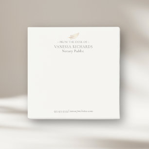 Refined Tan and Gold Feather Simple Notary Office Post-it Notes