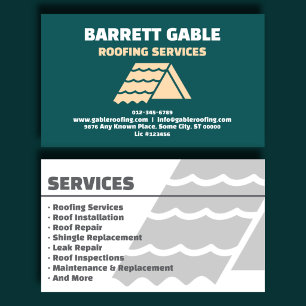 Refined Teal Roofing Contractor Business Card