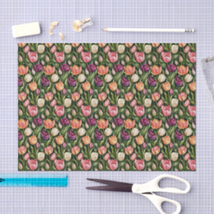 Refined Tulip Botanical Illustration Tissue Paper