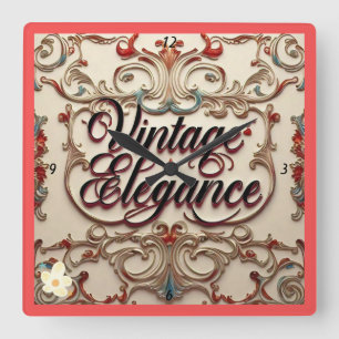 "Refined Vintage Glamour" " Square Wall Clock