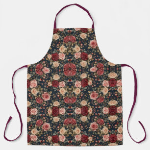 Refined Vintage-Modern Rose Clusters Apron