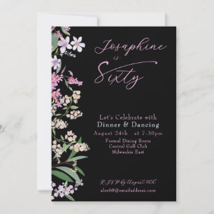 Refined Watercolor Wildflower  Named 60th Birthday Invitation