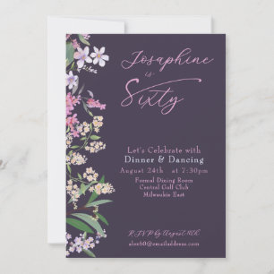 Refined Watercolor Wildflower Named 60th Birthday Invitation