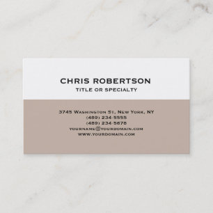 Refined White Beige Striped Modern Business Card