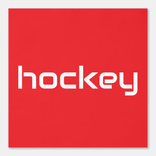 Refined White Sleek HOCKEY Text On Bright Red Wallpaper