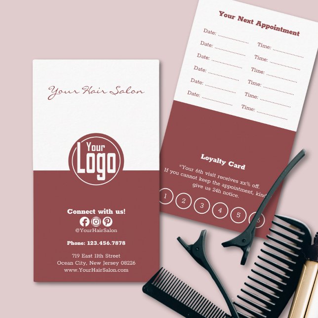 Refined White & Smoky Topaz Hair Salon Loyalty & Appointment Card (Refined White & Smoky Topaz Hair Salon Loyalty & Appointment Card)