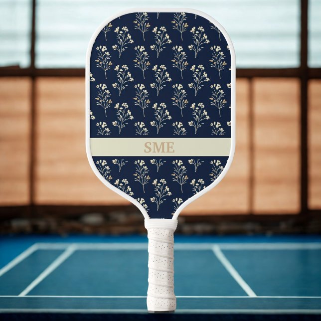 Refined Wildflower Monogram –  Pickleball Paddle (Floral monogram pickleball paddle)