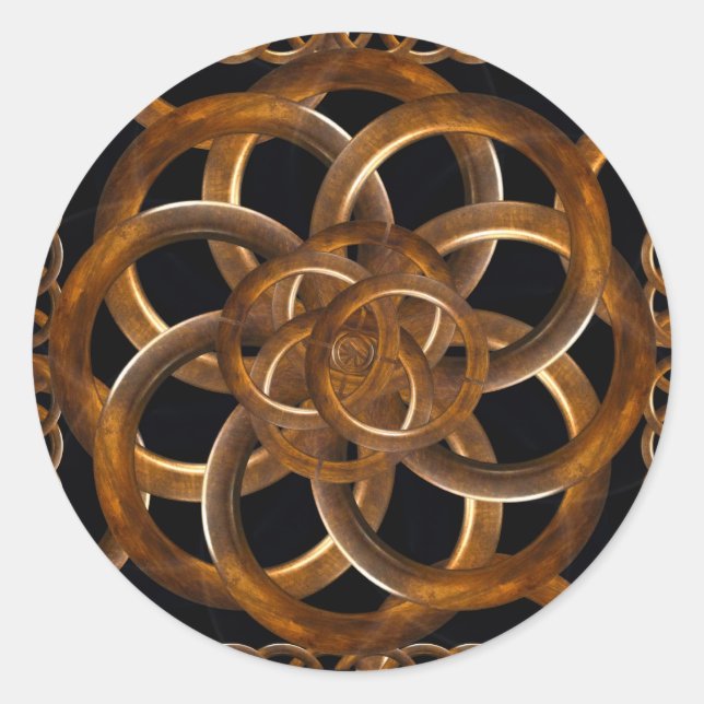 Refined Wood Decorative Background Classic Round Sticker (Front)