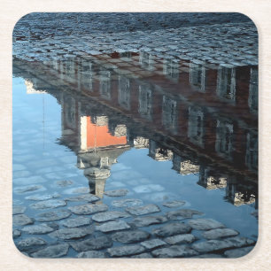Reflect in a pool of Plaza Mayor de Madrid Square Paper Coaster