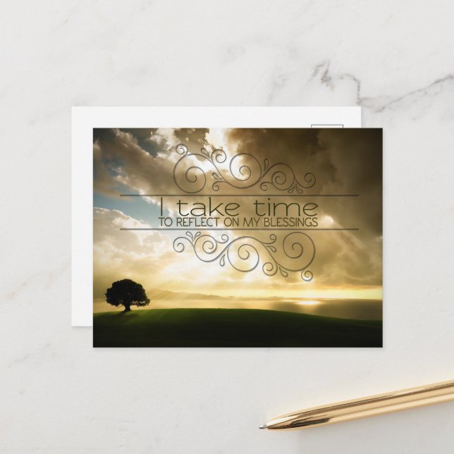 "Reflect on blessings" Motivation Affirmation Postcard (Front/Back In Situ)