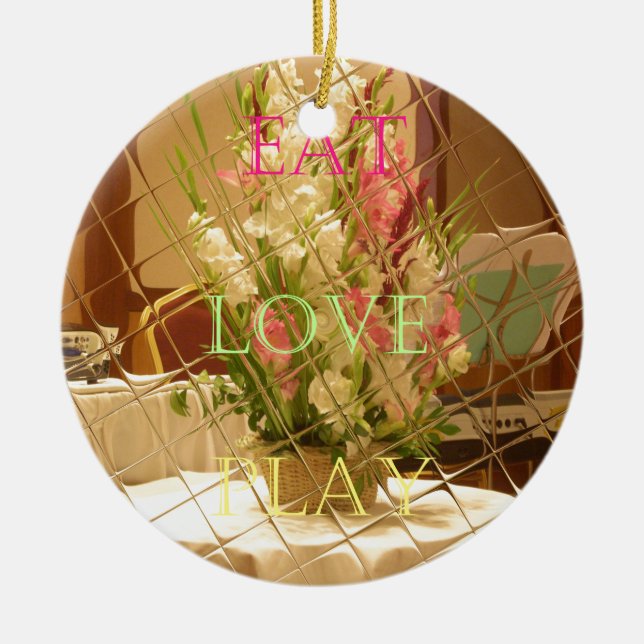Reflected Blooms Art Print Ceramic Tree Decoration (Front)