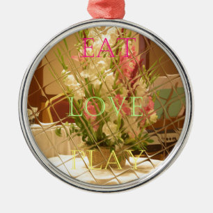 Reflected Blooms Art Print Metal Ornament